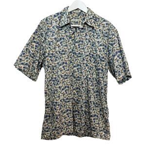 Vintage 90s Burma Bibas Patterned Shirt Short Sleeve Button Down Boating Medium
